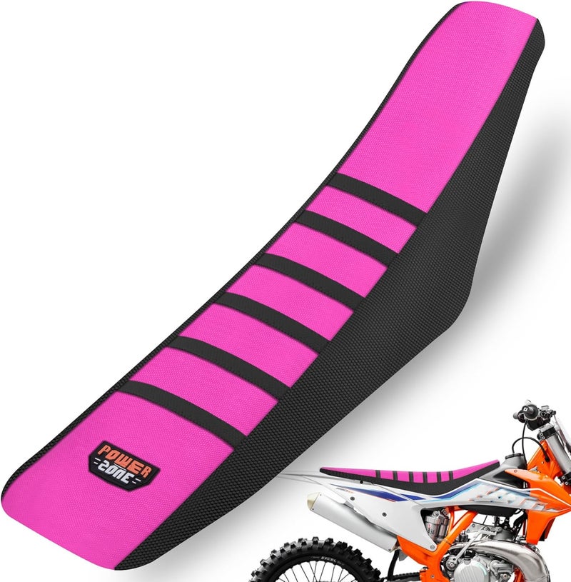 fewfuss Gripper Rubber Dirt Bike Seat Cover - Universal Soft Seat Cover for Most Dirt Bike Motorcycle (Black-Pink) - Image 1